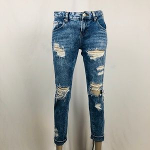 Bullhead Skinny Boyfriend Distressed Jeans Sz 25